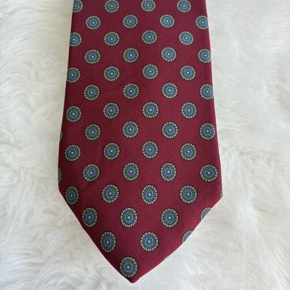 Bert Pulitzer Collectors Edition Silk Tie Burgundy Teal Medallion Foulard USA